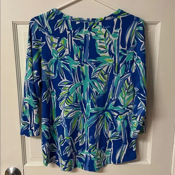 Lilly Pulitzer Palmetto Bamboo Pima Cotton 3/4 sleeve V neck top women’s size M - Picture 7 of 14